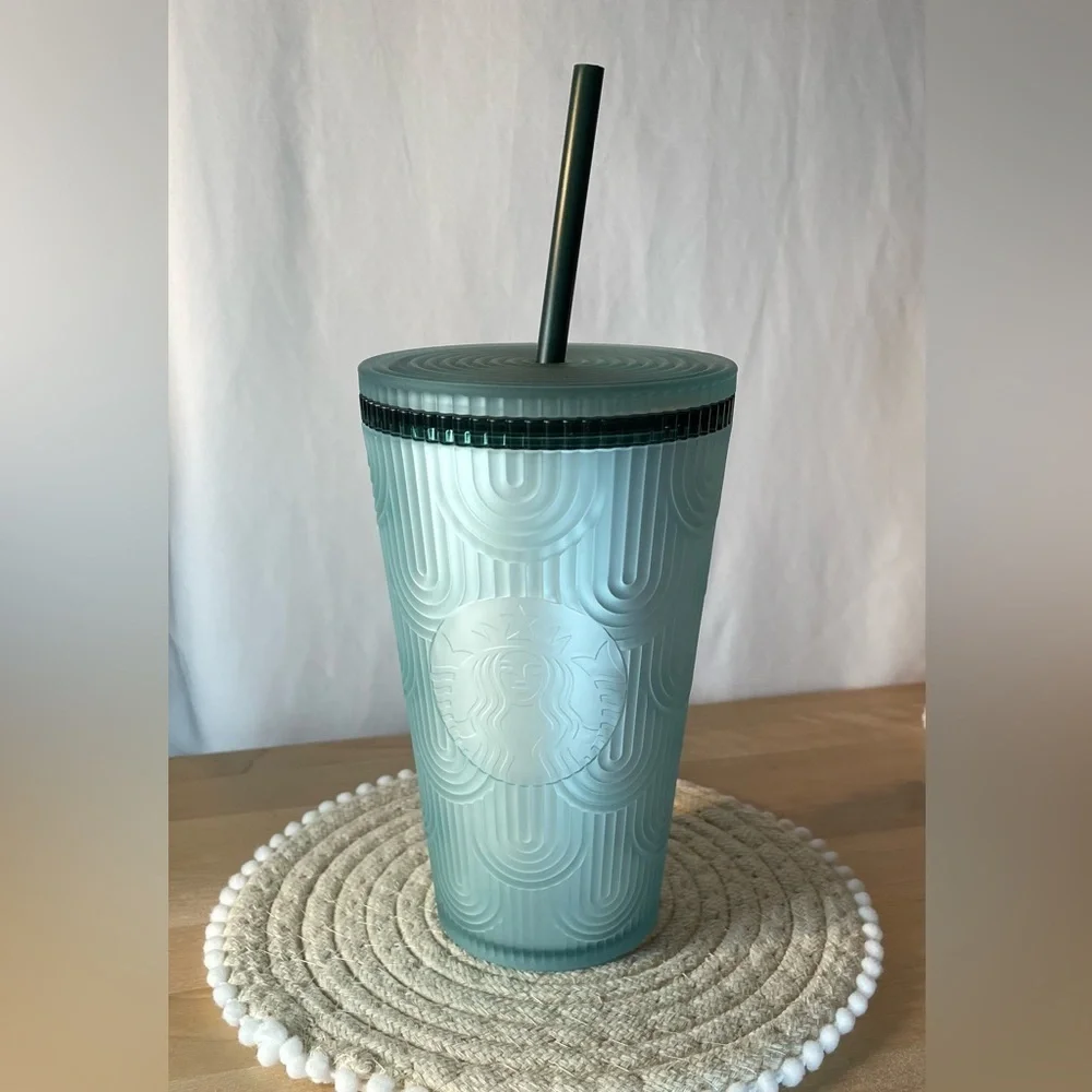 NWT Starbucks Aqua Textured Tumbler with Straw
